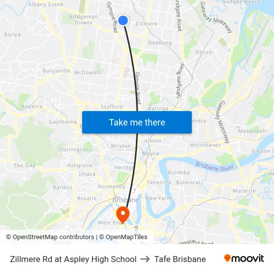 Zillmere Rd at Aspley High School to Tafe Brisbane map