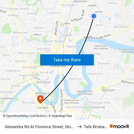 Alexandra Rd At Florence Street, Stop 29 to Tafe Brisbane map