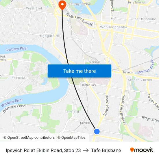 Ipswich Rd at Ekibin Road, Stop 23 to Tafe Brisbane map