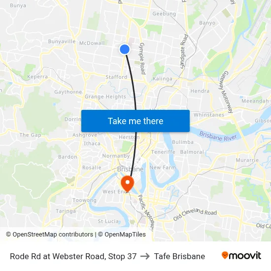 Rode Rd at Webster Road, Stop 37 to Tafe Brisbane map