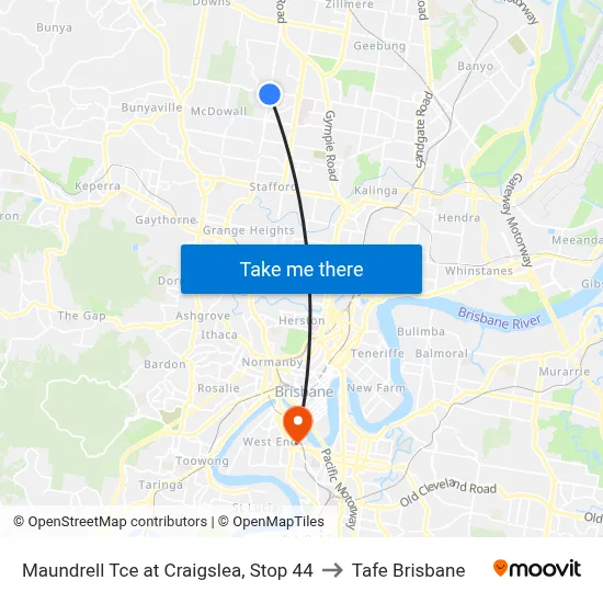 Maundrell Tce at Craigslea, Stop 44 to Tafe Brisbane map