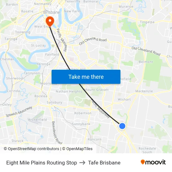 Eight Mile Plains Routing Stop to Tafe Brisbane map