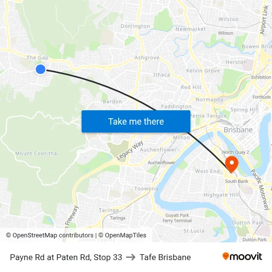 Payne Rd at Paten Rd, Stop 33 to Tafe Brisbane map