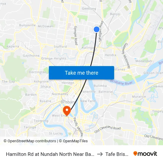 Hamilton Rd at Nundah North Near Bayview Tce to Tafe Brisbane map