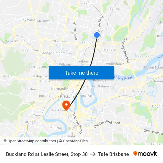 Buckland Rd at Leslie Street, Stop 38 to Tafe Brisbane map