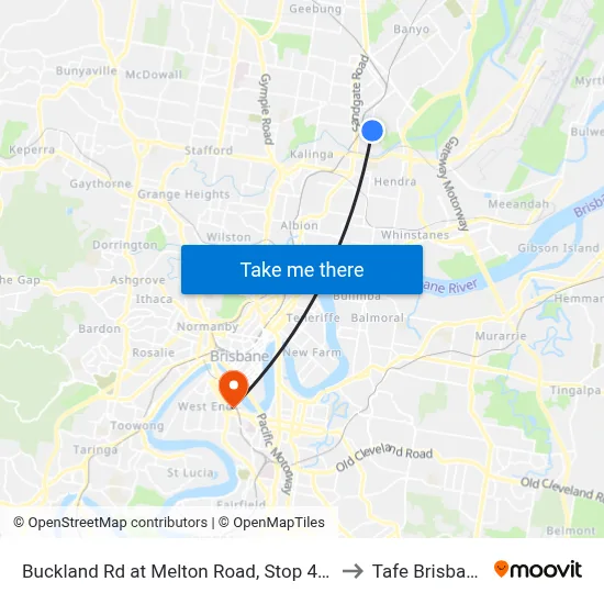 Buckland Rd at Melton Road, Stop 4/3 to Tafe Brisbane map