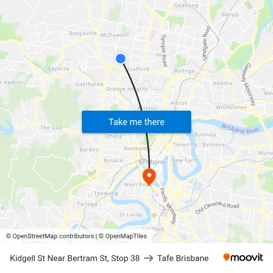 Kidgell St Near Bertram St, Stop 38 to Tafe Brisbane map