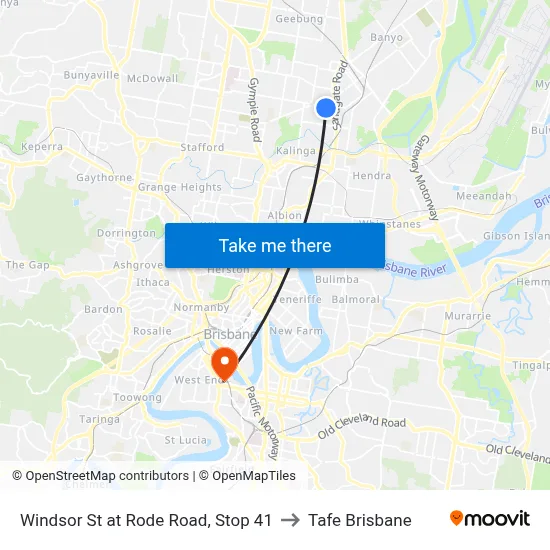 Windsor St at Rode Road, Stop 41 to Tafe Brisbane map