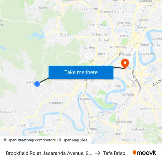 Brookfield Rd at Jacaranda Avenue, Stop 43 to Tafe Brisbane map