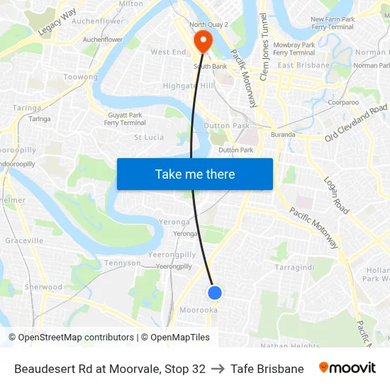 Beaudesert Rd at Moorvale, Stop 32 to Tafe Brisbane map