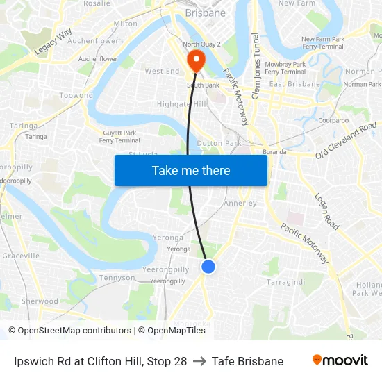 Ipswich Rd at Clifton Hill, Stop 28 to Tafe Brisbane map