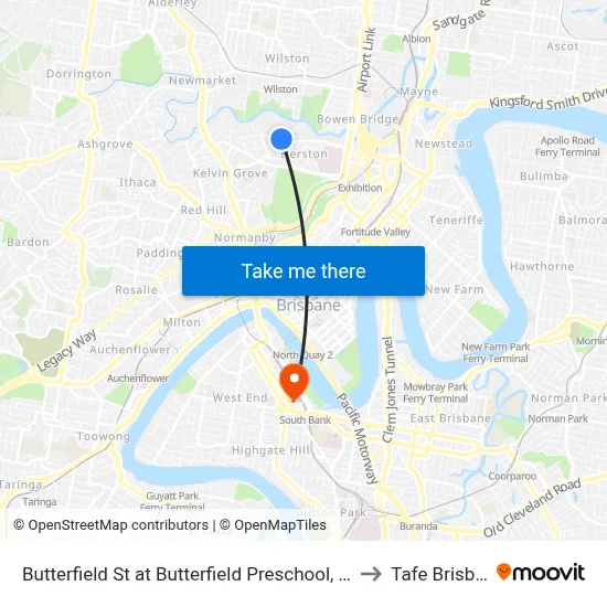 Butterfield St at Butterfield Preschool, Stop 11a to Tafe Brisbane map