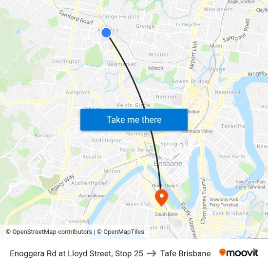Enoggera Rd at Lloyd Street, Stop 25 to Tafe Brisbane map