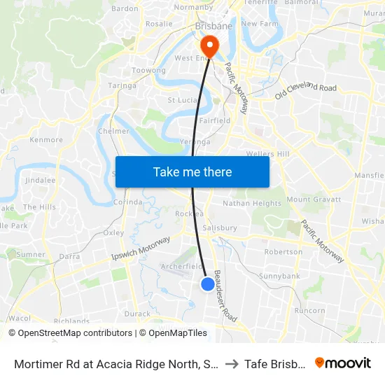 Mortimer Rd at Acacia Ridge North, Stop 59 to Tafe Brisbane map