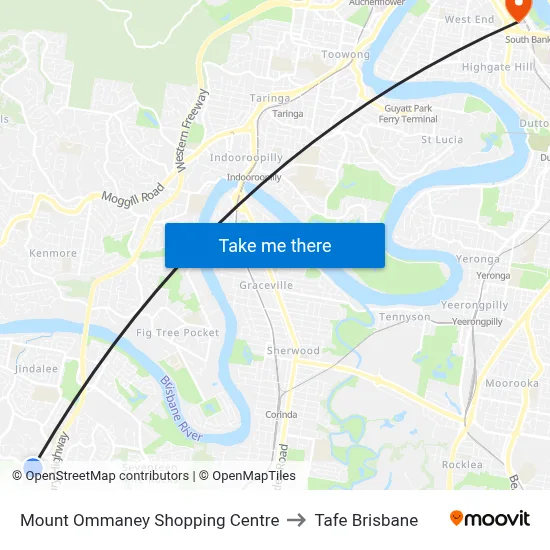 Mount Ommaney Shopping Centre to Tafe Brisbane map