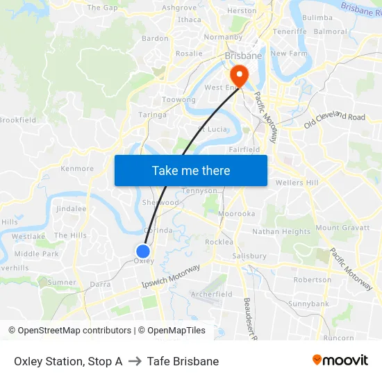 Oxley Station, Stop A to Tafe Brisbane map