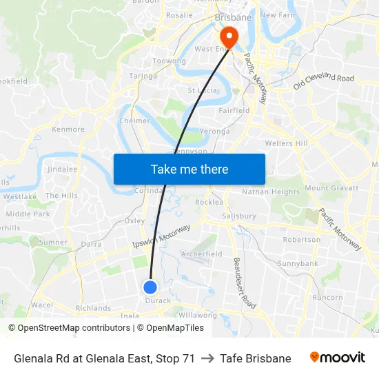 Glenala Rd at Glenala East, Stop 71 to Tafe Brisbane map