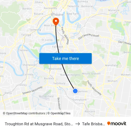 Troughton Rd at Musgrave Road, Stop 39 to Tafe Brisbane map