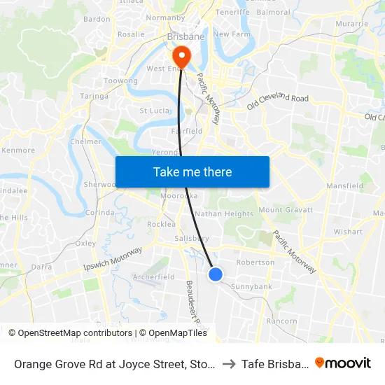Orange Grove Rd at Joyce Street, Stop 57 to Tafe Brisbane map