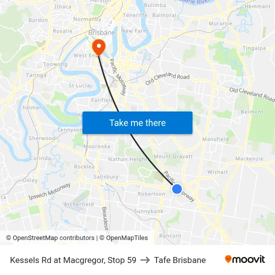 Kessels Rd at Macgregor, Stop 59 to Tafe Brisbane map
