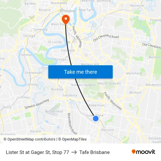 Lister St at Gager St, Stop 77 to Tafe Brisbane map