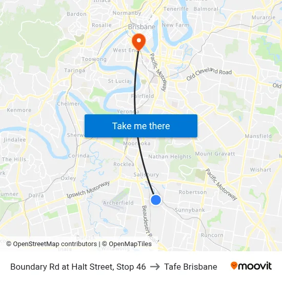 Boundary Rd at Halt Street, Stop 46 to Tafe Brisbane map
