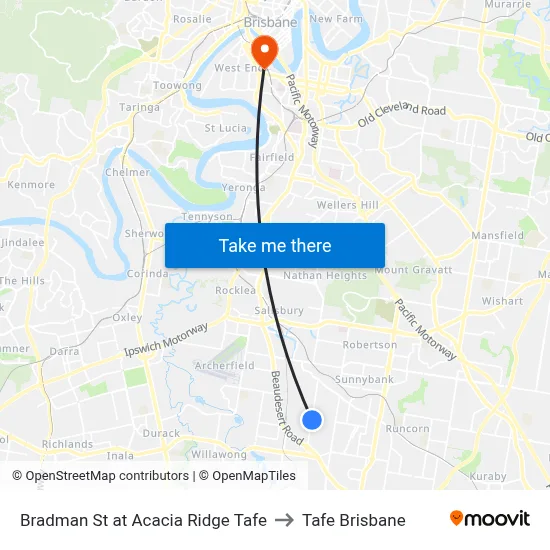 Bradman St at Acacia Ridge Tafe to Tafe Brisbane map