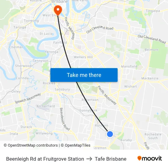 Beenleigh Rd at Fruitgrove Station to Tafe Brisbane map