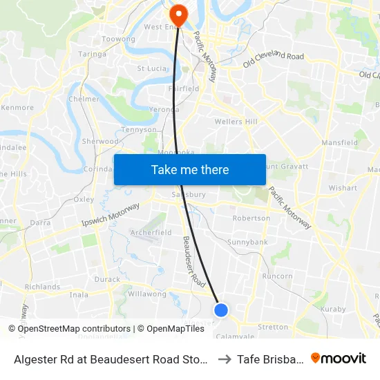 Algester Rd at Beaudesert Road Stop 76 to Tafe Brisbane map