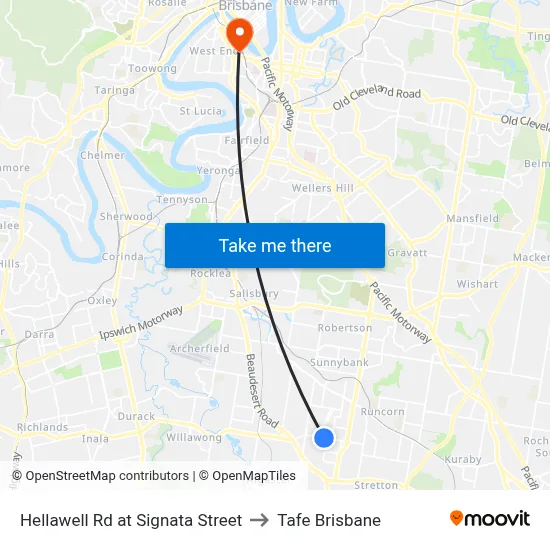 Hellawell Rd at Signata Street to Tafe Brisbane map