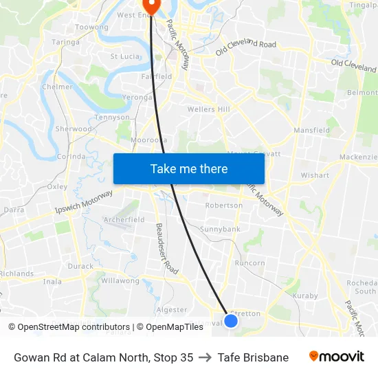 Gowan Rd at Calam North, Stop 35 to Tafe Brisbane map