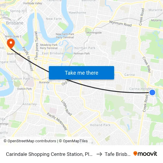 Carindale Shopping Centre Station, Platform H to Tafe Brisbane map