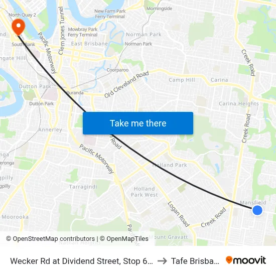 Wecker Rd at Dividend Street, Stop 64a to Tafe Brisbane map