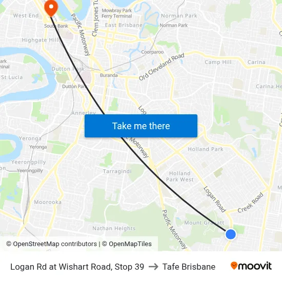 Logan Rd at Wishart Road, Stop 39 to Tafe Brisbane map