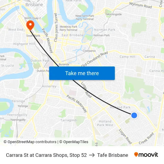 Carrara St at Carrara Shops, Stop 52 to Tafe Brisbane map