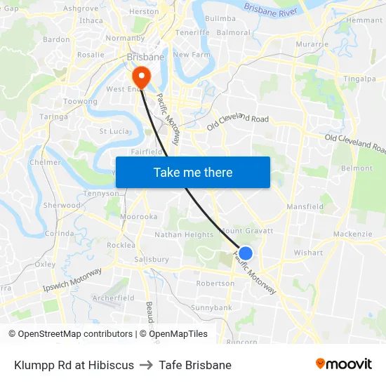 Klumpp Rd at Hibiscus to Tafe Brisbane map