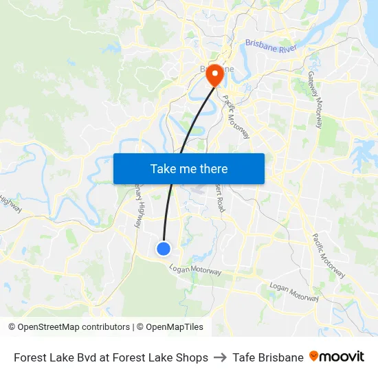 Forest Lake Bvd at Forest Lake Shops to Tafe Brisbane map