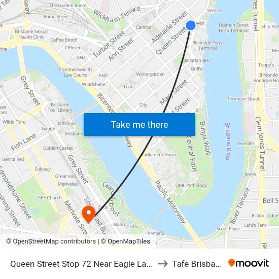 Queen Street Stop 72 Near Eagle Lane to Tafe Brisbane map