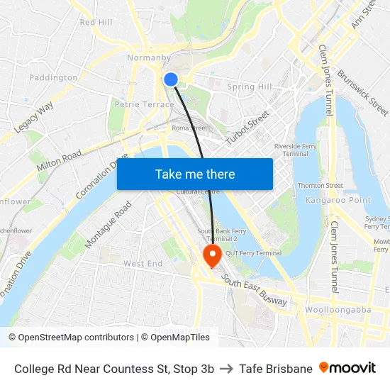 College Rd Near Countess St, Stop 3b to Tafe Brisbane map