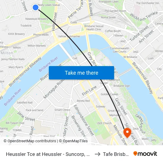 Heussler Tce at Heussler - Suncorp, Stop 5 to Tafe Brisbane map