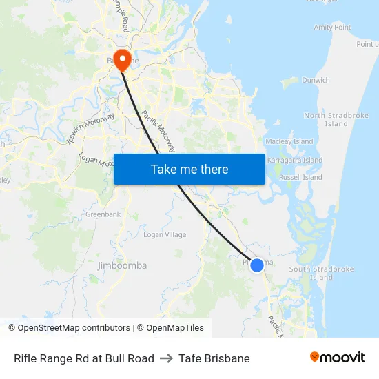 Rifle Range Rd at Bull Road to Tafe Brisbane map
