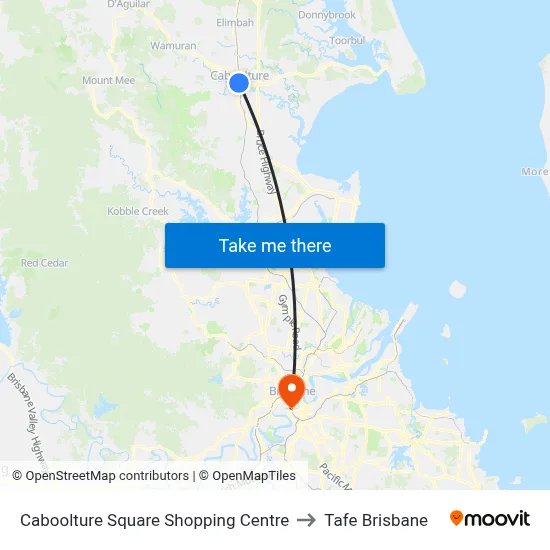 Caboolture Square Shopping Centre to Tafe Brisbane map