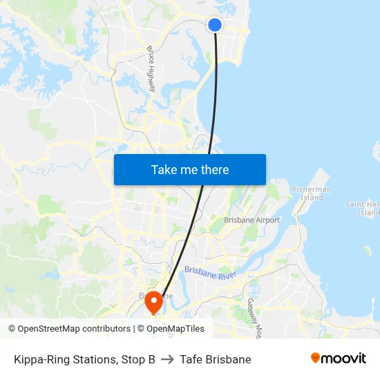 Kippa-Ring Stations, Stop B to Tafe Brisbane map