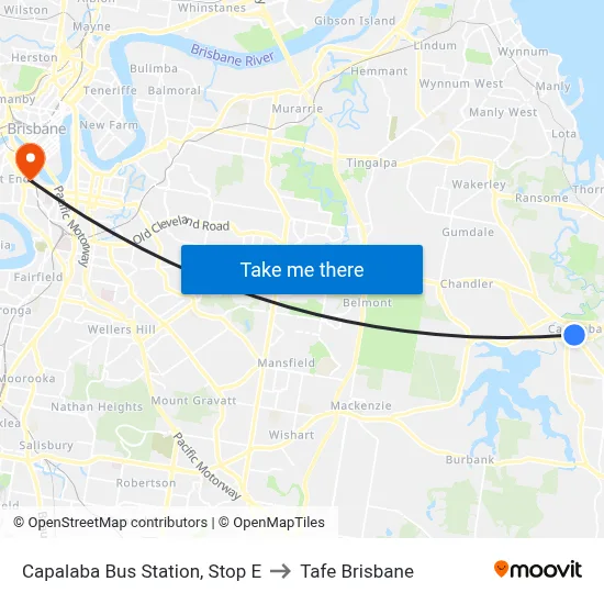 Capalaba Bus Station, Stop E to Tafe Brisbane map