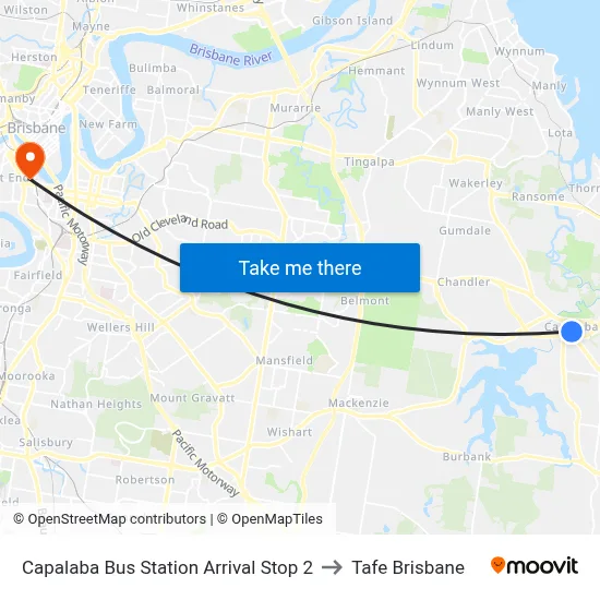 Capalaba Bus Station Arrival Stop 2 to Tafe Brisbane map
