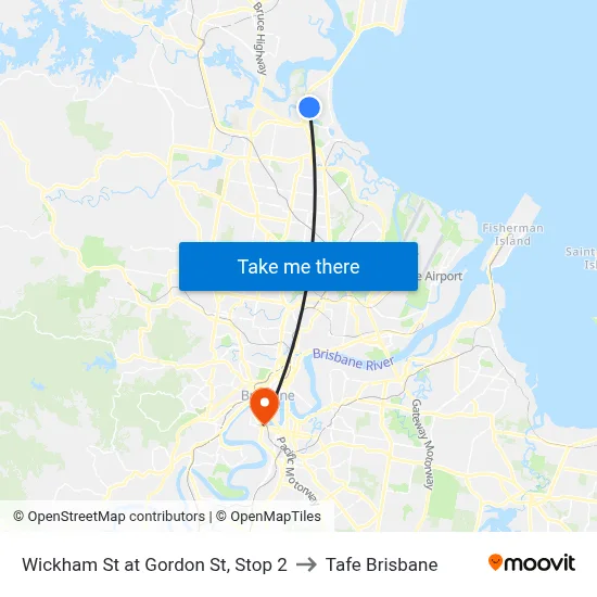 Wickham St at Gordon St, Stop 2 to Tafe Brisbane map