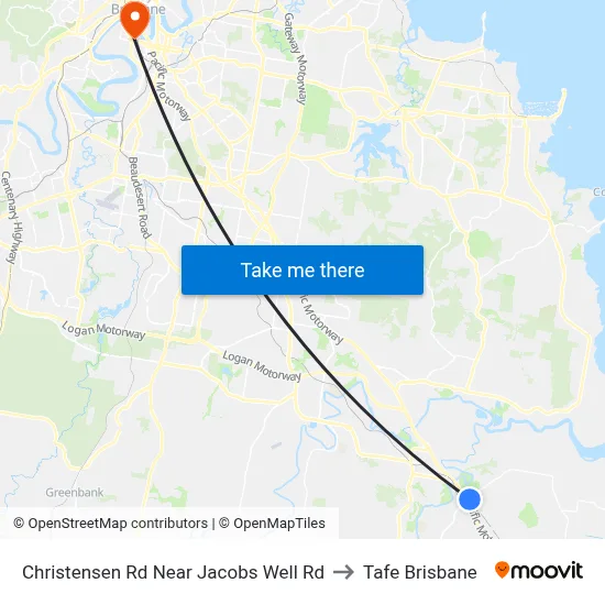 Christensen Rd Near Jacobs Well Rd to Tafe Brisbane map
