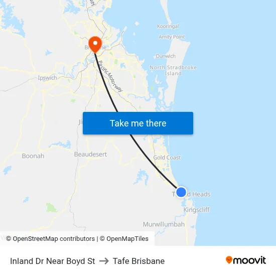 Inland Dr Near Boyd St to Tafe Brisbane map