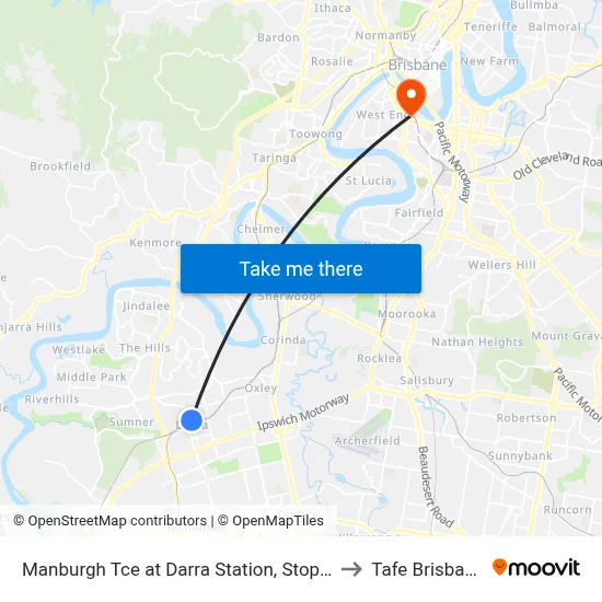 Manburgh Tce at Darra Station, Stop B to Tafe Brisbane map