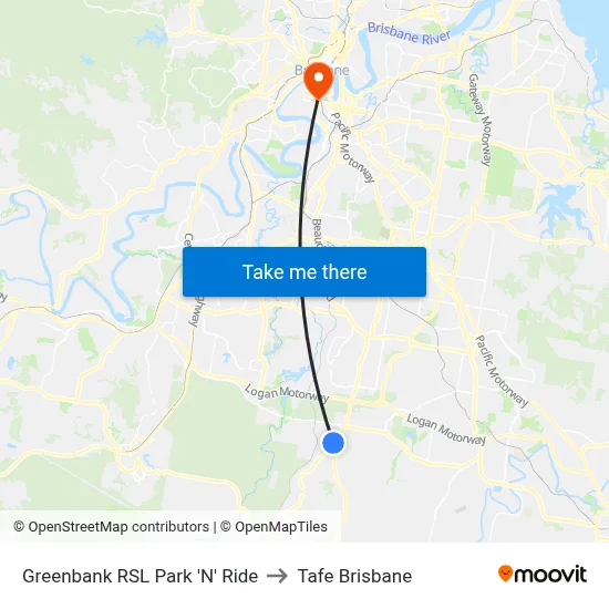 Greenbank RSL Park 'N' Ride to Tafe Brisbane map